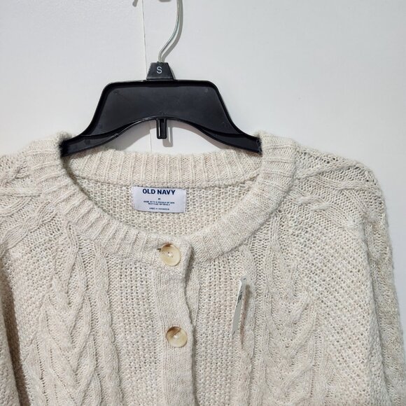 Old Navy NEW Women's Button Down Cardigan Woven Oatmeal Color Sweater - Medium - Picture 6 of 12